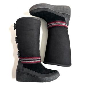 COUGAR Duncan Shearling-Trim Suede Tall Boots Black Size 9